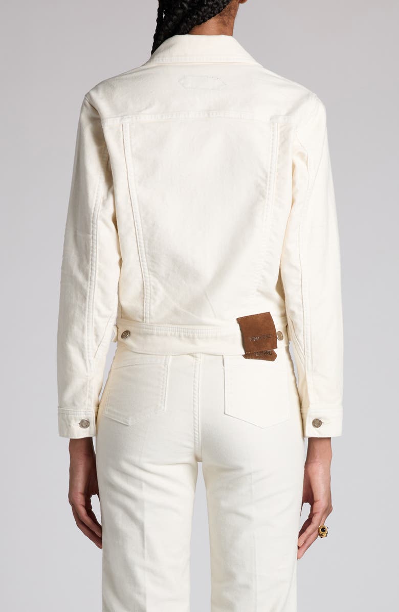 TOM FORD Moleskin Denim Trucker Jacket, Alternate, color, Off White