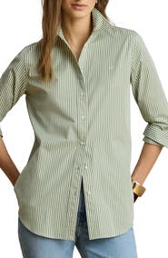 Lauren Ralph Lauren Classic Fit Stripe Cotton Broadcloth Button-Up Shirt