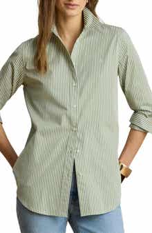 Classic Fit Stripe Cotton Broadcloth Button-Up Shirt