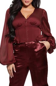 GUESS Hamiri Long Sleeve Corset Blouse