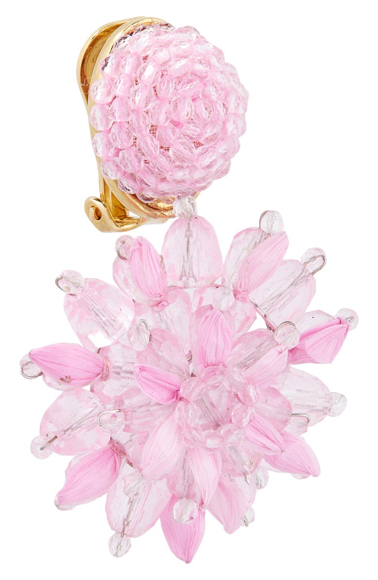 Oscar de la Renta Beaded Flower Clip-On Earrings, Alternate, color, Lily