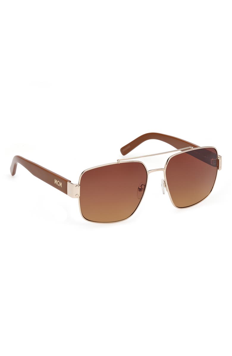 MCM 58mm Navigator Sunglasses, Alternate, color, Gold / Gradient Brown