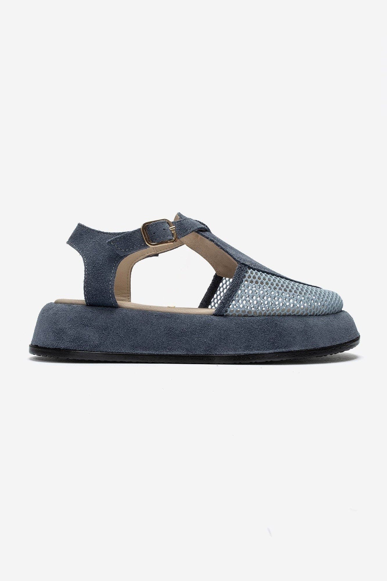 Lurelia Leather Platform Sandal, Alternate, color, Denim Blue Suede