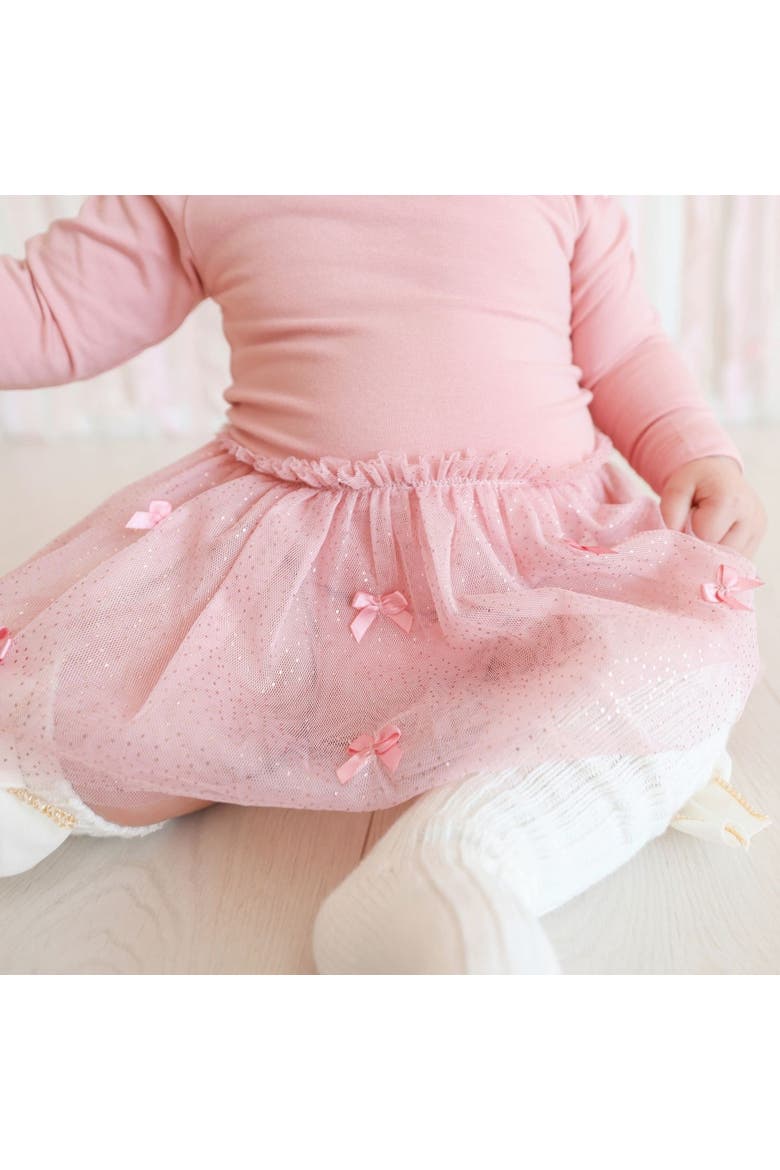 Satin Bow Long Sleeve Tutu Bodysuit (baby), Alternate, color, Pink