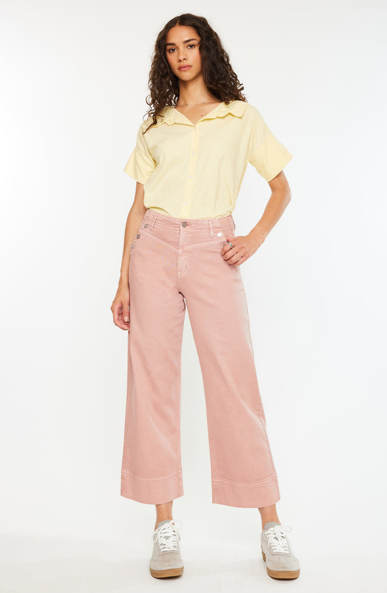 KanCan Peony High Rise Crop Wide Leg Jeans, Alternate, color, Dusty Rose