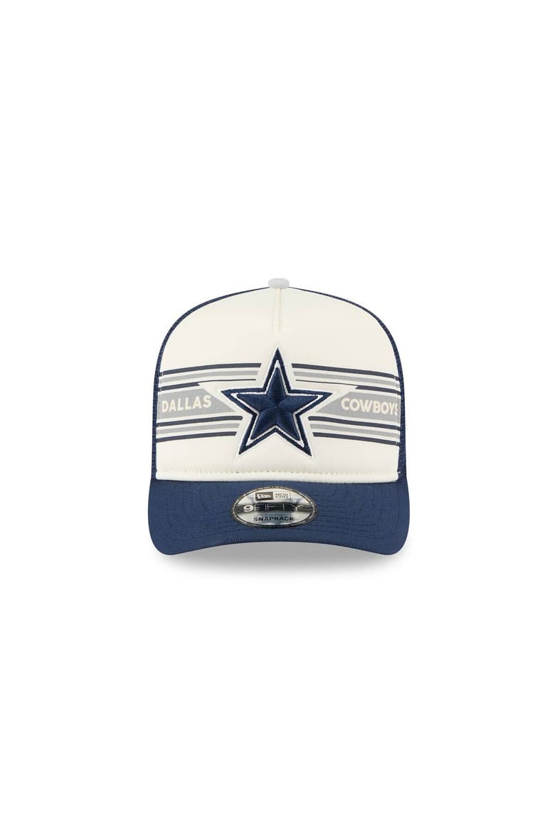 Men's New Era Cream/Navy Dallas Cowboys Banner A-Frame 9FIFTY Snapback Hat, Alternate, color, Cream