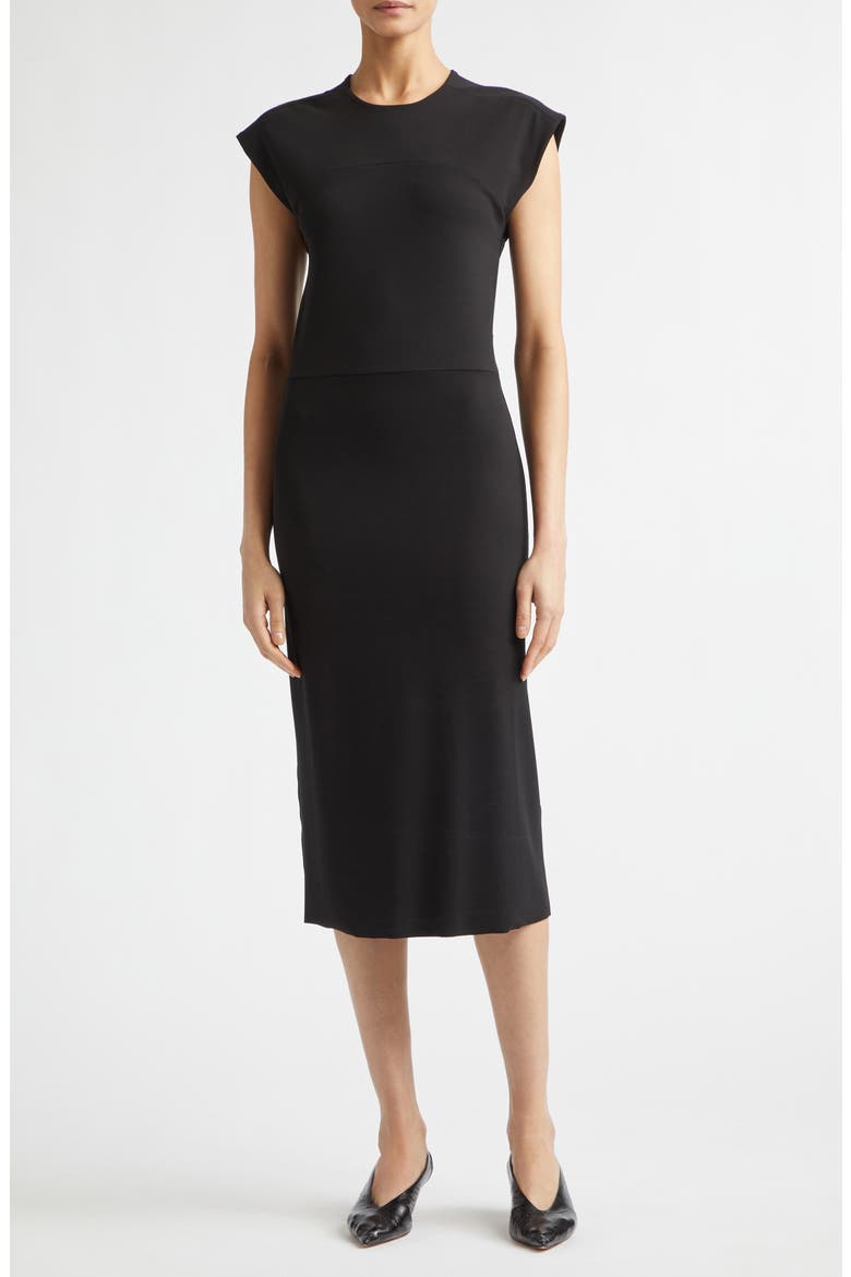 Back Slit Midi Dress, Main, color, BLACK