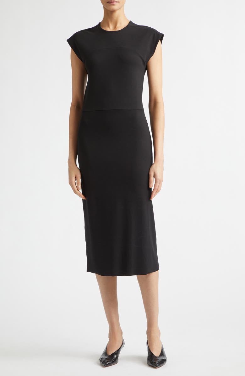 Jil Sander Back Slit Midi Dress, Main, color, Black