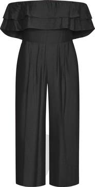 City Chic Poppy Ruffle Off the Shoulder Jumpsuit