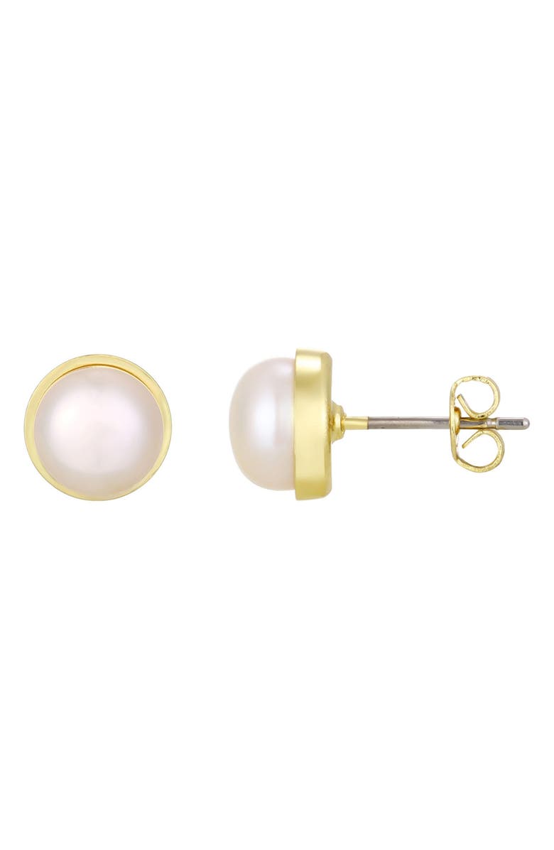 Adornia Freshwater Pearl Stud Earrings, Alternate, color, White/ Gold