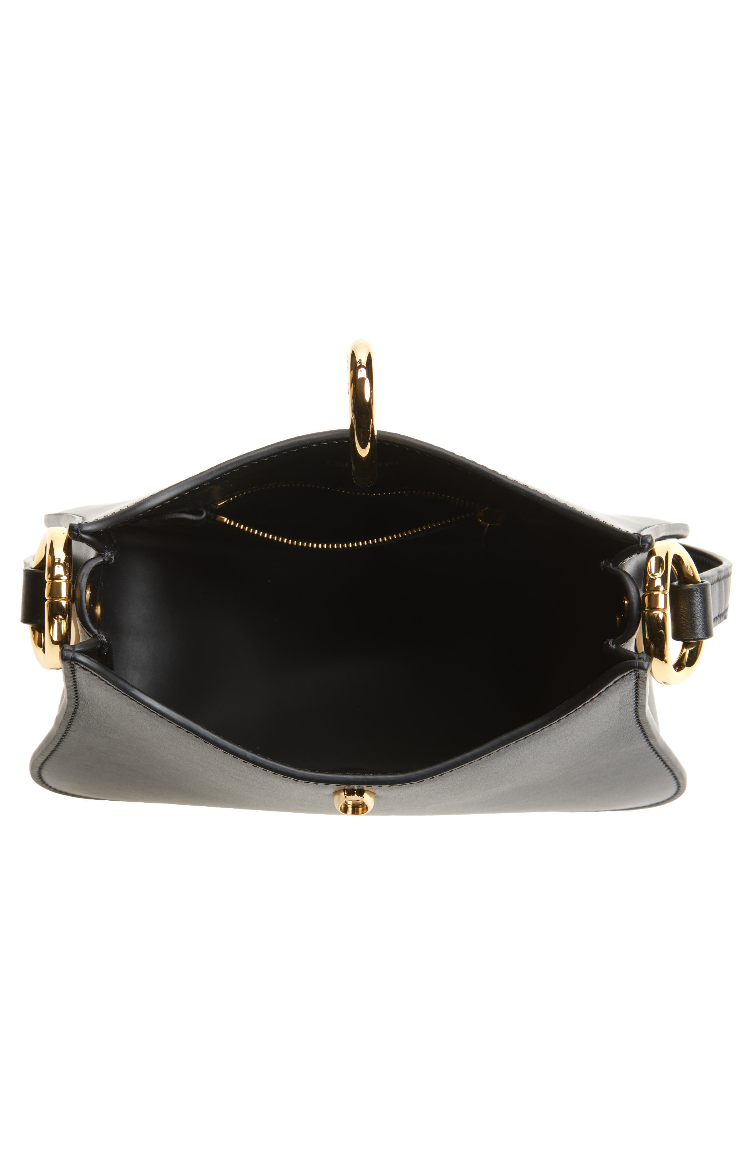 Rabanne The Small Ring Leather Shoulder Bag, Alternate, color, Black