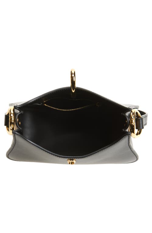 Rabanne The Small Ring Leather Shoulder Bag In Black