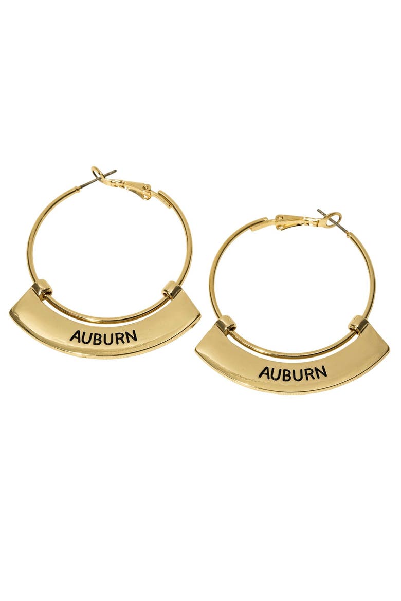 Auburn Tigers Weller Gold Hoop Earrings, Main, color, Gold