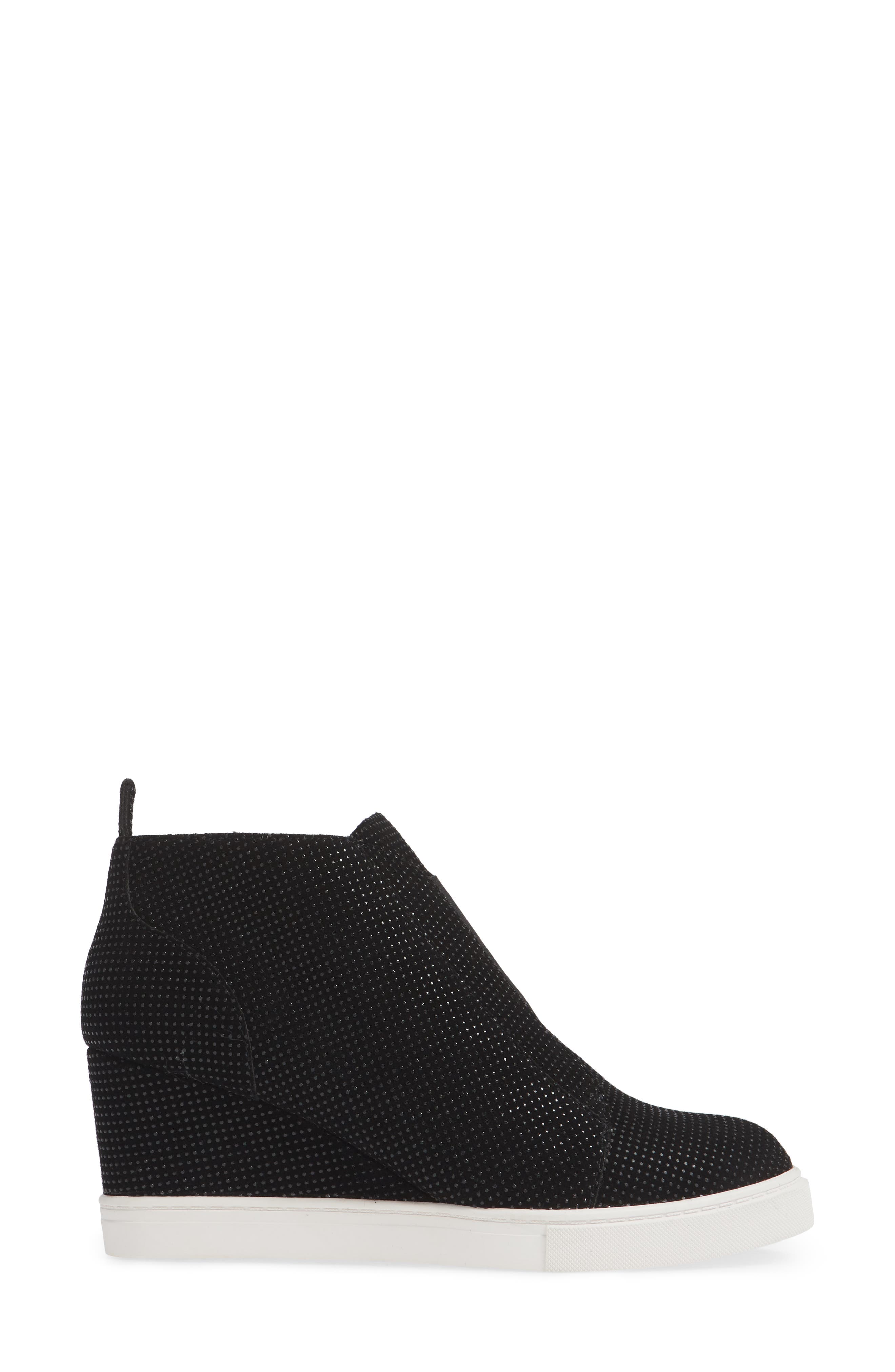 Felicia Wedge Sneaker, Alternate, color, BLACK TEXTURED SUEDE