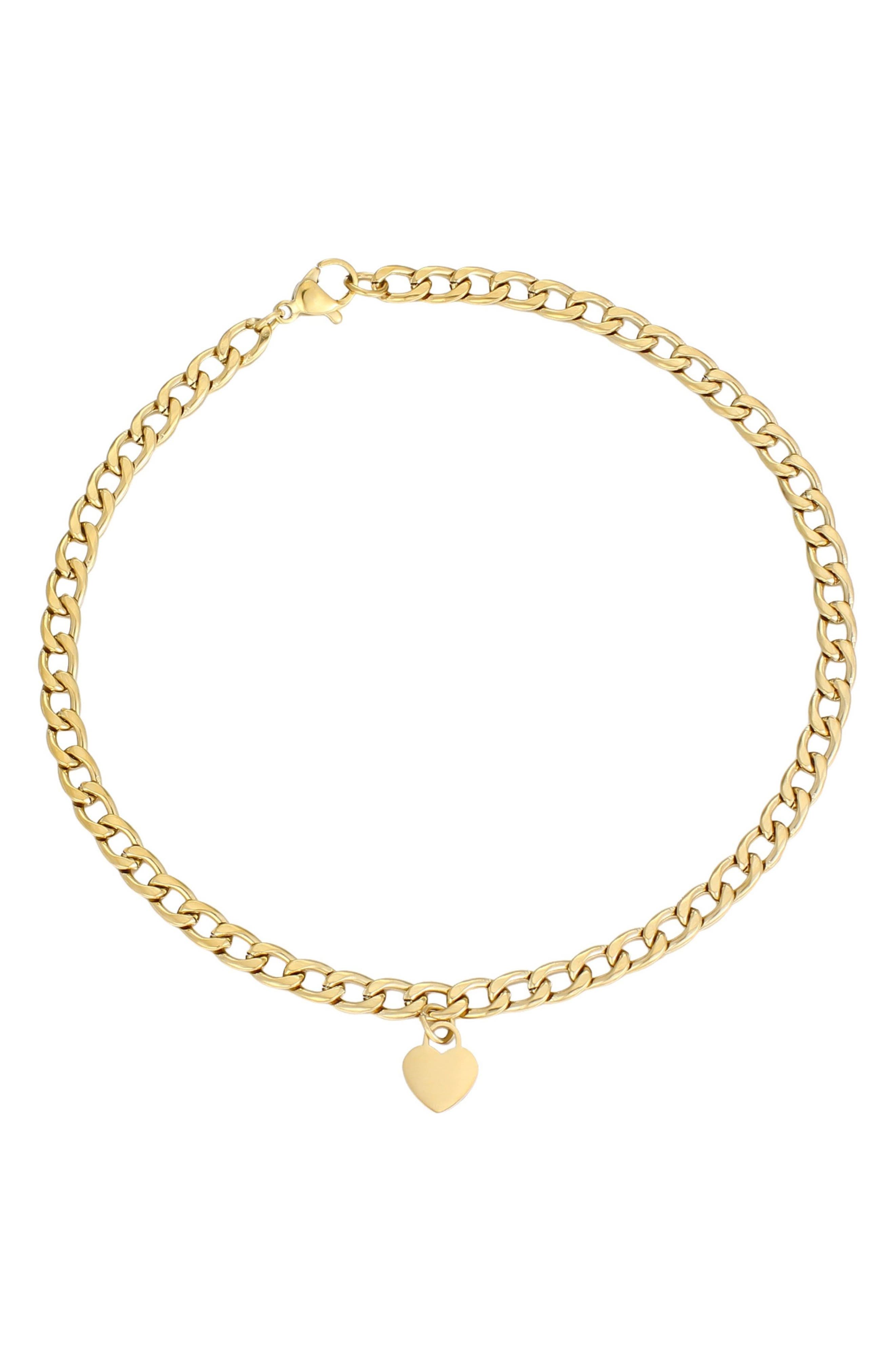 Adornia Tarnish Resistant 18K Gold Plated Heart Charm Anklet