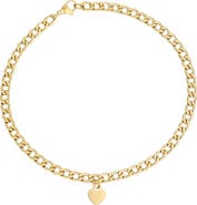 Adornia Tarnish Resistant 18K Gold Plated Heart Charm Anklet