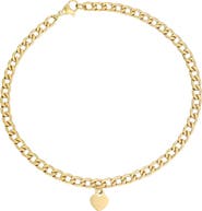 Adornia Tarnish Resistant 18K Gold Plated Heart Charm Anklet