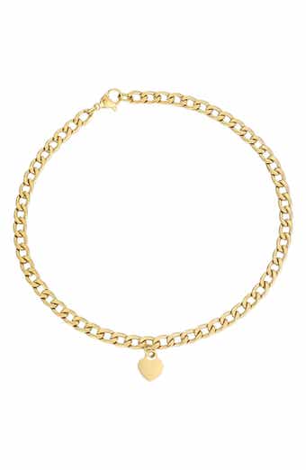 Tarnish Resistant 18K Gold Plated Heart Charm Anklet