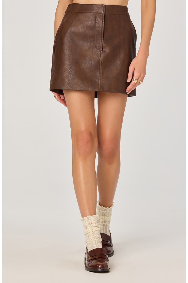 Faux Leather Miniskirt, Main, color, BROWN