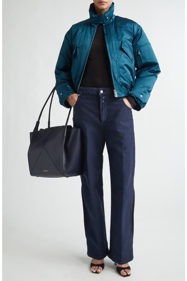 Down Sateen Bomber Jacket, Alternate, color, DARK TEAL