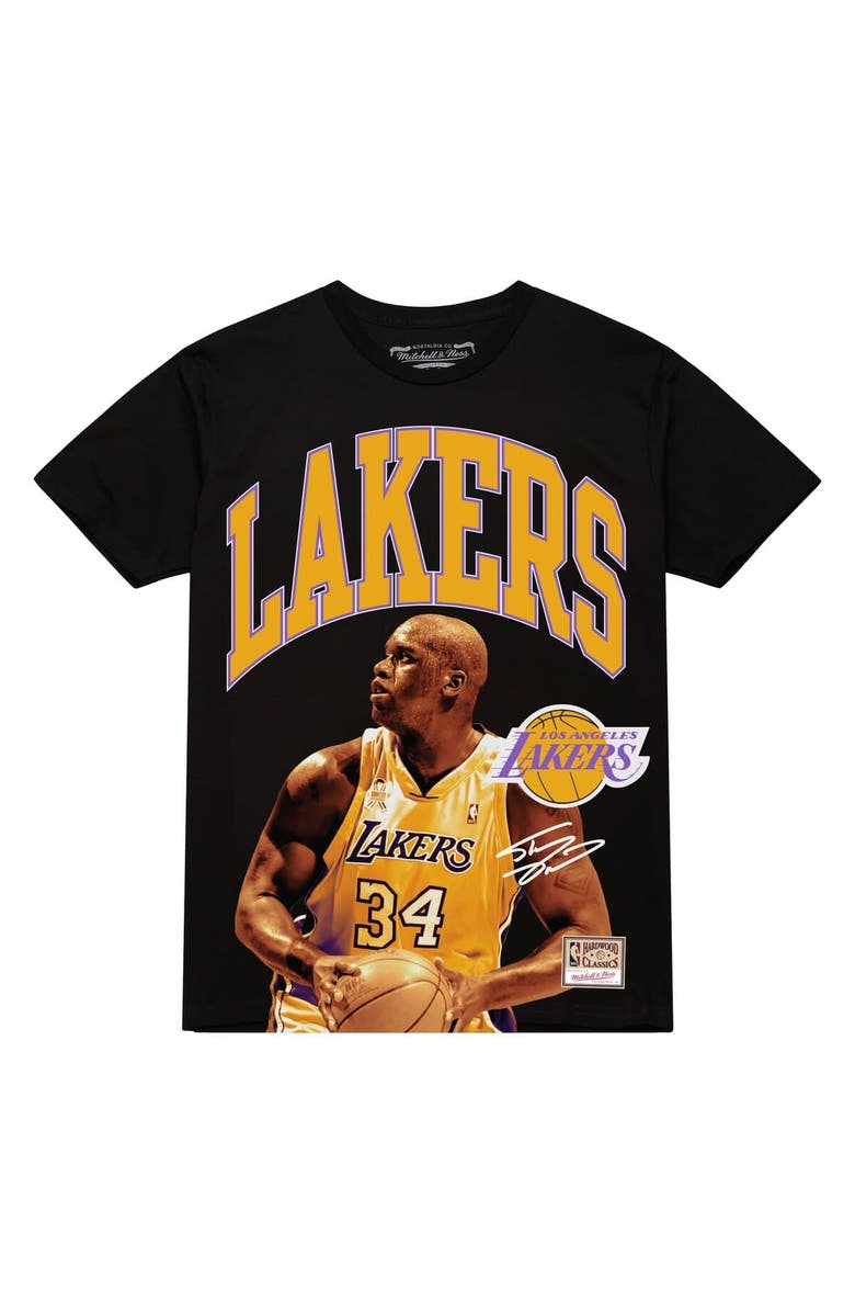 Mitchell & Ness Men's Mitchell & Ness Shaquille O'Neal Black Los Angeles Lakers Hardwood Classics Player Arch T-Shirt, Alternate, color, Black