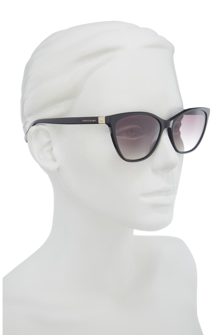 Le Pliage 57mm Gradient Cat Eye Sunglasses, Alternate, color, BLACK