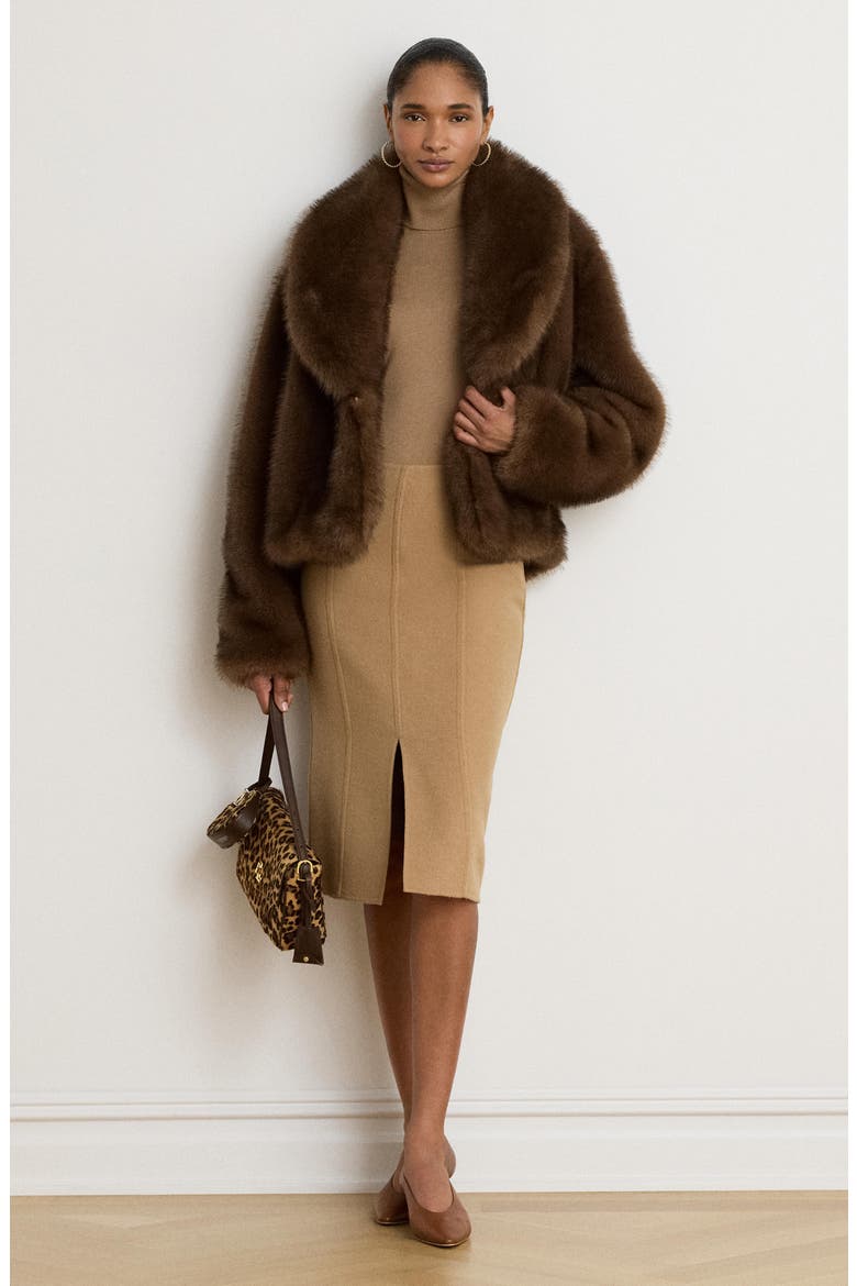 Faux Fur Coat, Alternate, color, CAMEL BEIGE