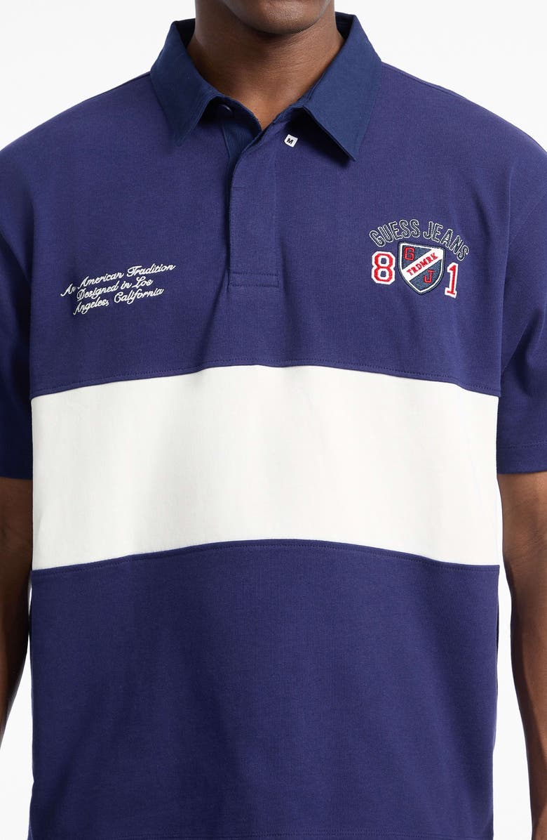 GUESS JEANS Colorblock Short Sleeve Rugy Shirt, Alternate, color, Blue