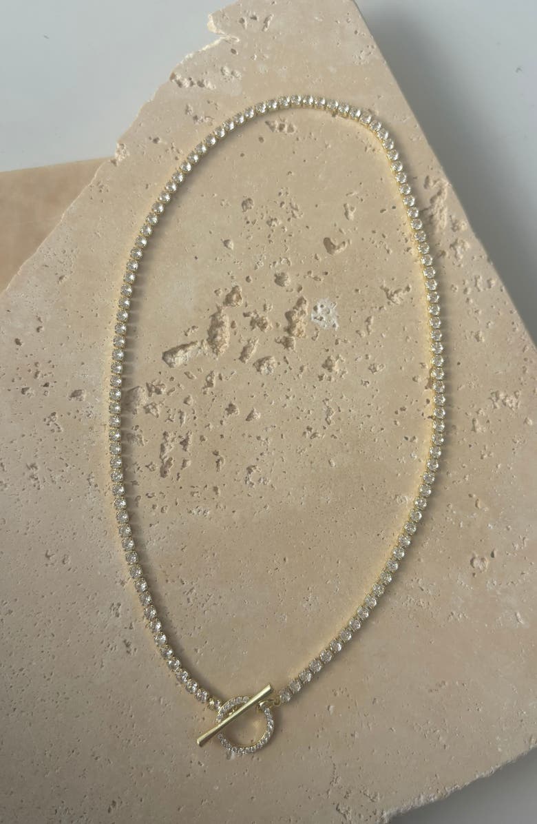 Adornia Crystal Toggle Necklace, Alternate, color, Gold