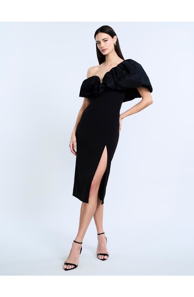 BCBGMAXAZRIA Solid Dress with Puff, Main, color, Black