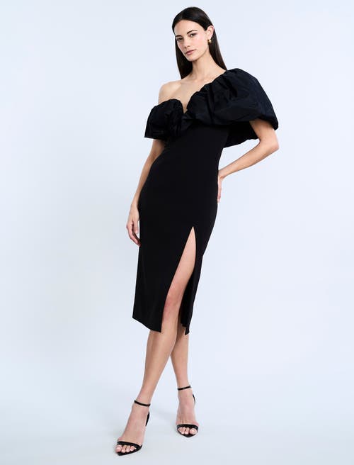 Bcbg Solid Dress With Puff In Black