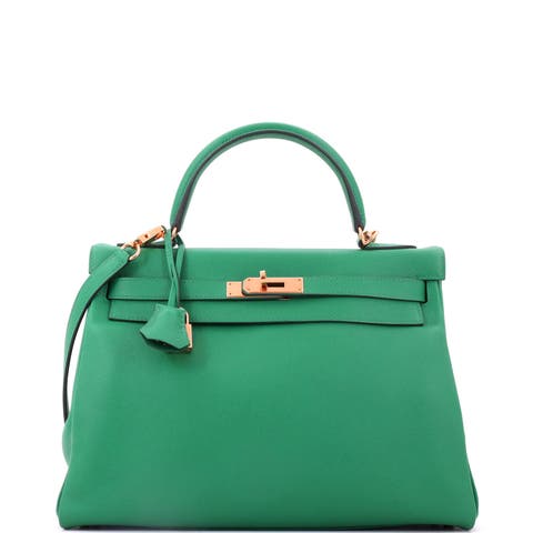 Kelly Handbag Green Evercolor with Gold Hardware 32