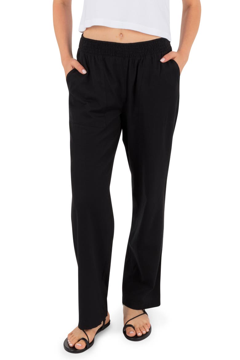 Beach Club Straight Leg Pants, Main, color, BLACK