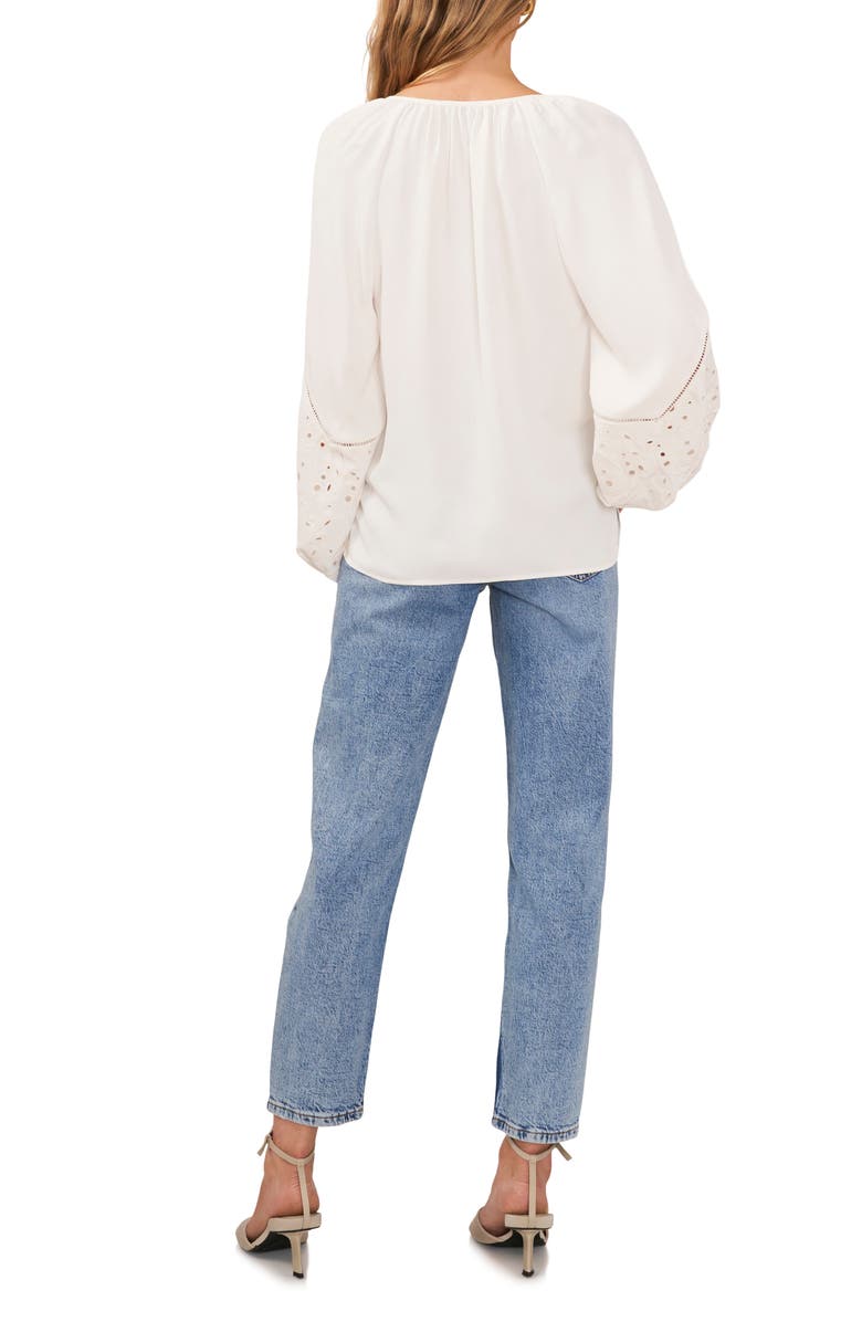 Vince Camuto Eyelet Detail Crêpe de Chine Top, Alternate, color,