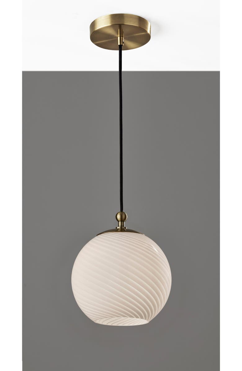 ADESSO LIGHTING Swirl Antiqued Brass Pendant Light, Alternate, color, Antique Brass