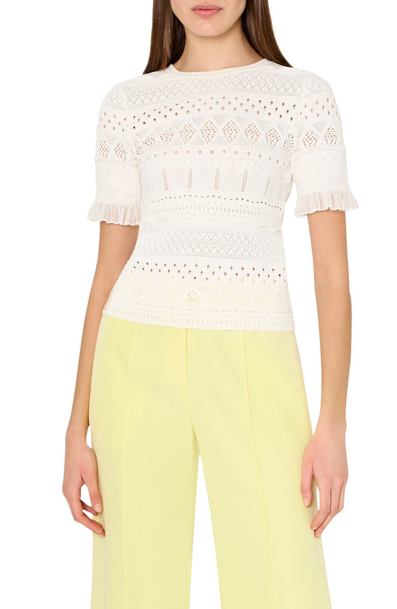 Milly Smocked Pointelle Stitch Sweater, Main, color, 