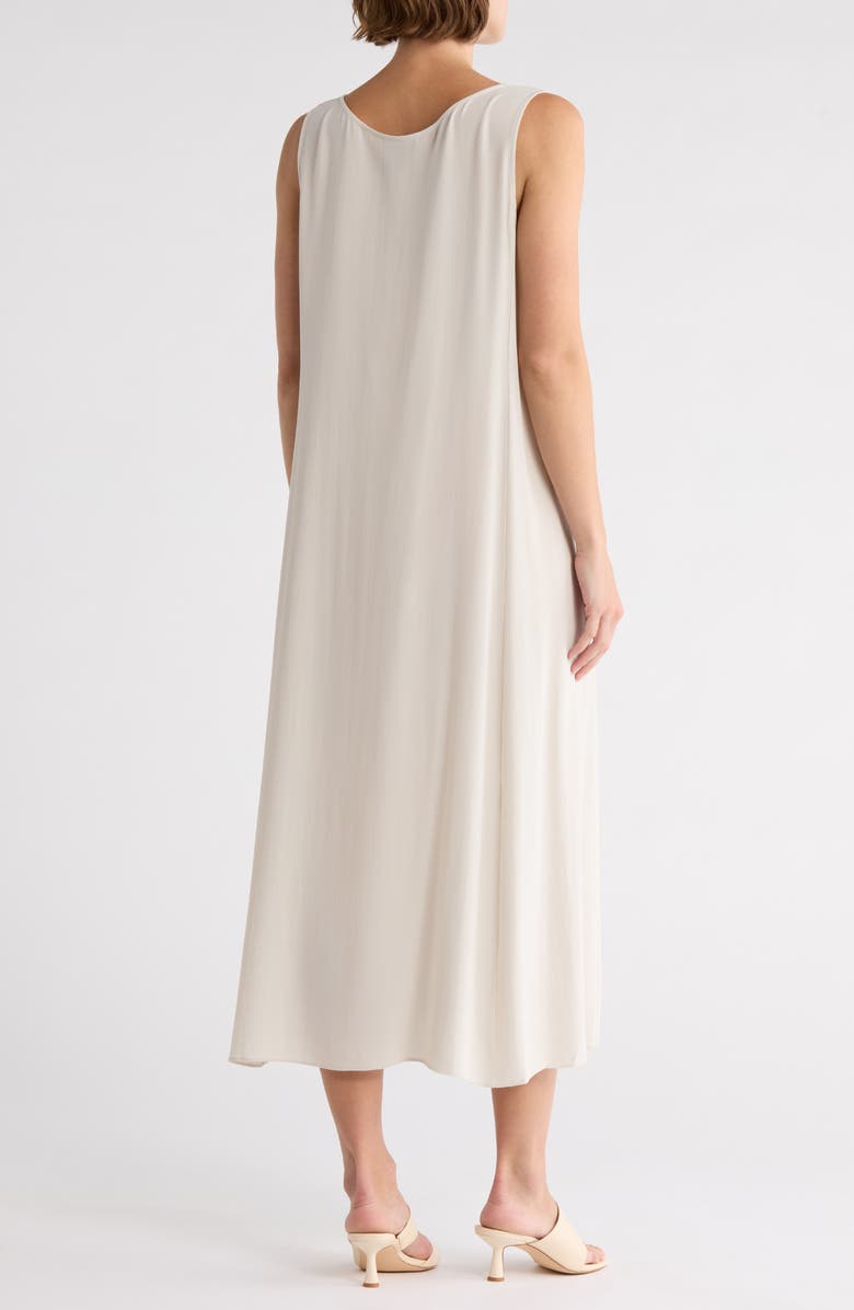 Eileen Fisher Scoop Neck Sleeveless Silk Dress, Alternate, color, Bone