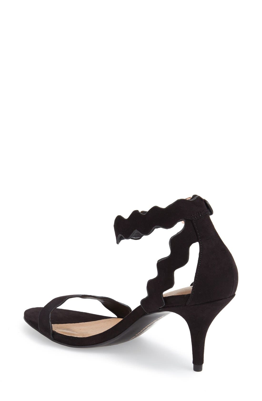 'Rubie' Scalloped Ankle Strap Sandal, Alternate, color, BLACK