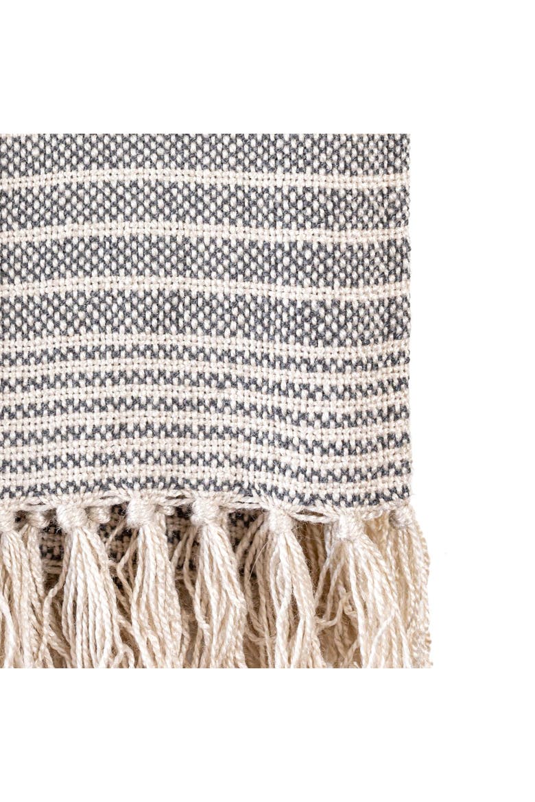 Hand Woven Striped Outdoor Picnic Blanket Gray Polyester, Alternate, color, Gray
