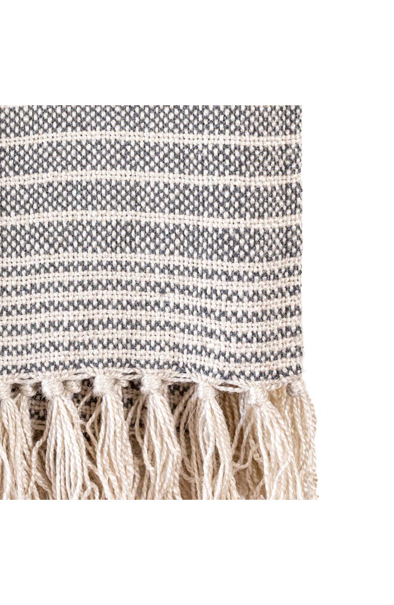 Foreside Home and Garden Hand Woven Striped Outdoor Picnic Blanket Gray Polyester, Alternate, color, Gray