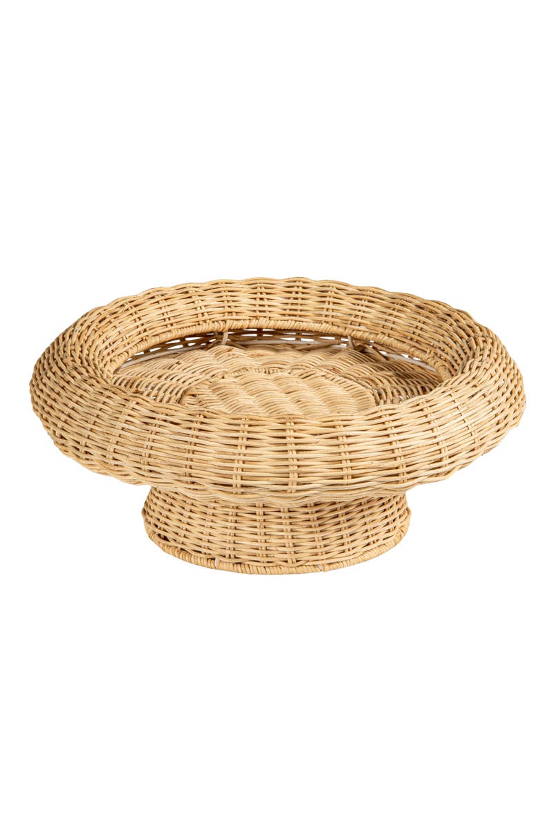 Storied Home Round Hand-Woven Rattan Pedestal Bowl, Natural, Main, color, Natural