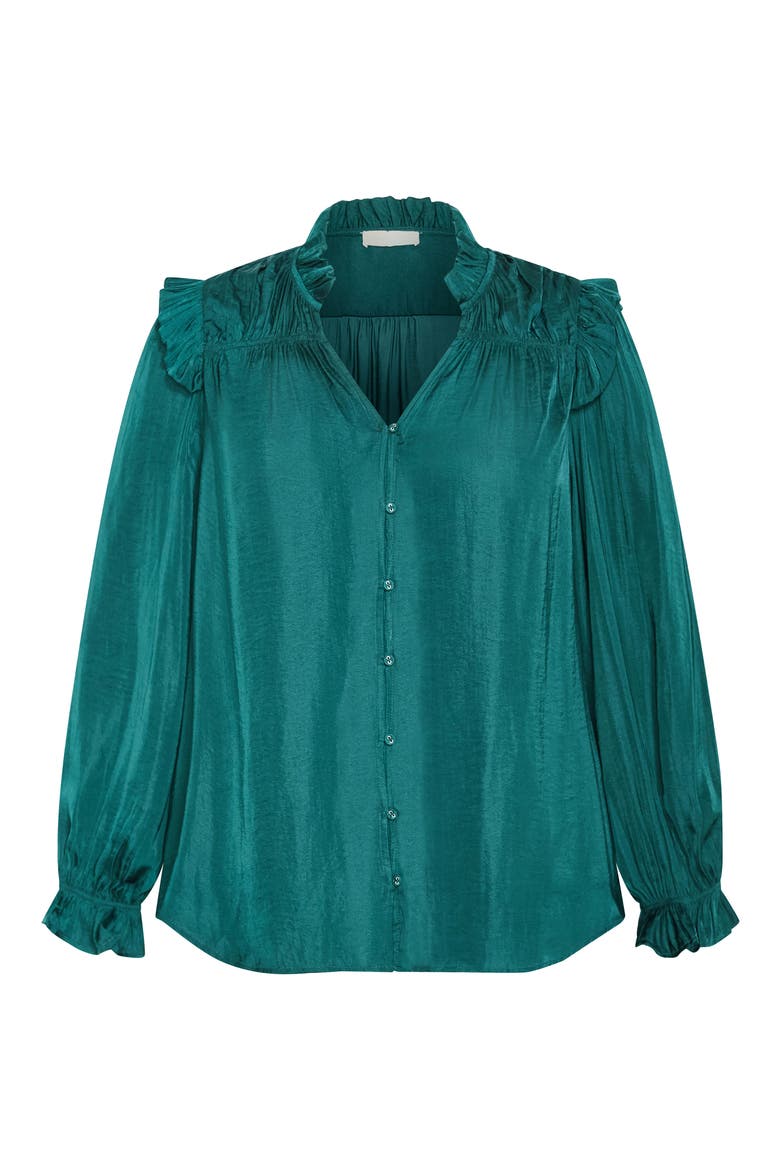 Jocelyn Ruffle Gathered Top, Alternate, color, JADE