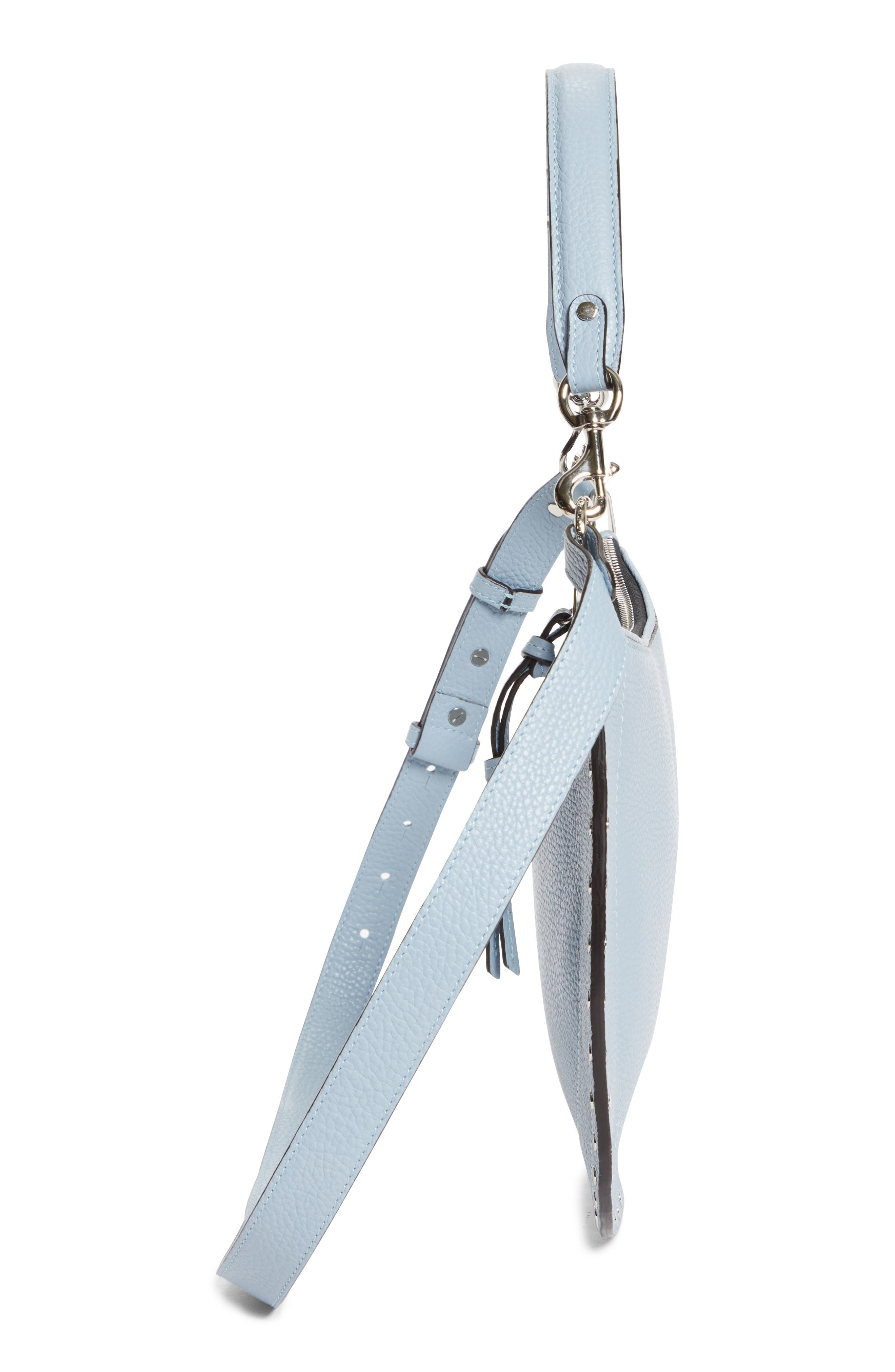 Isabel Marant Oskan Soft Zipped Leather Crossbody Bag, Alternate, color, Light Blue