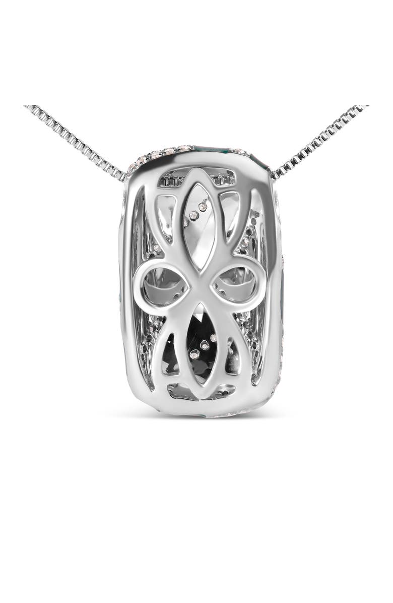 Haus of Brilliance Silver Turquoise Enamel and 1/2 Cttw Diamond Block Pendant Necklace, Alternate, color, White