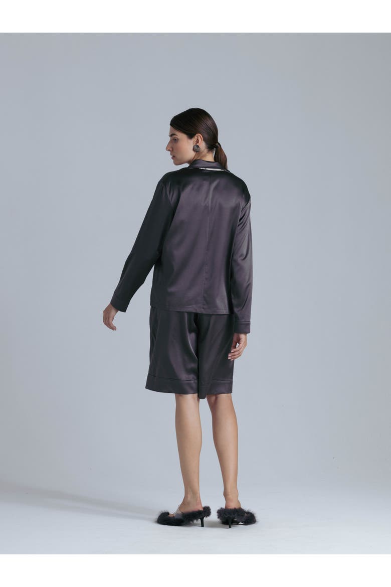 Silk Bermuda Shorts, Alternate, color, Magic Grey