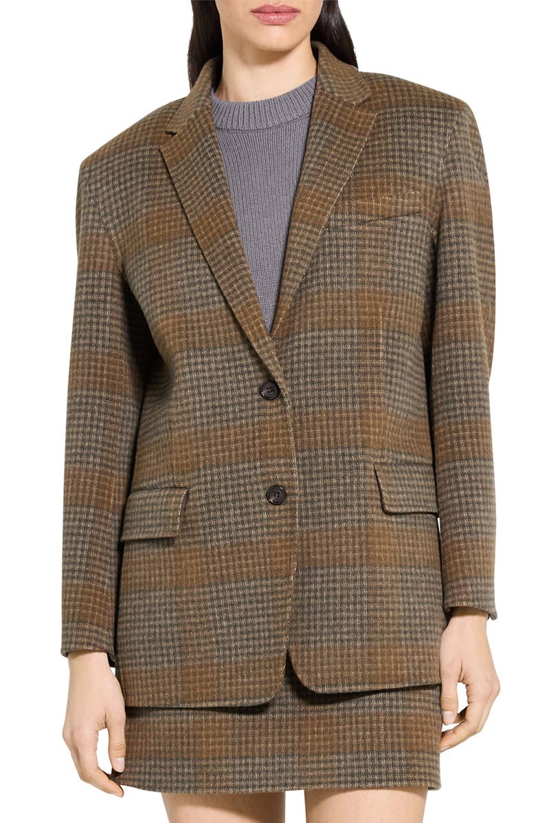 Theory Wool & Cashmere Oversize Blazer, Main, color, Brass Multi - Zpd