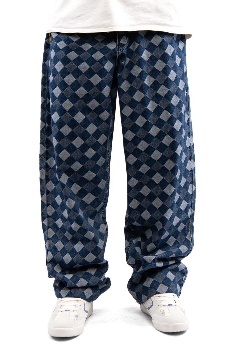 Round Two Baggy Diamond Jacquard Denim Pants, Main, color,