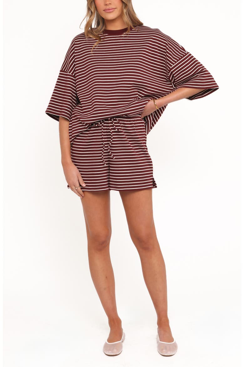 Wilda Oversize T-Shirt, Main, color, BURGUNDY CREAM STRIPE