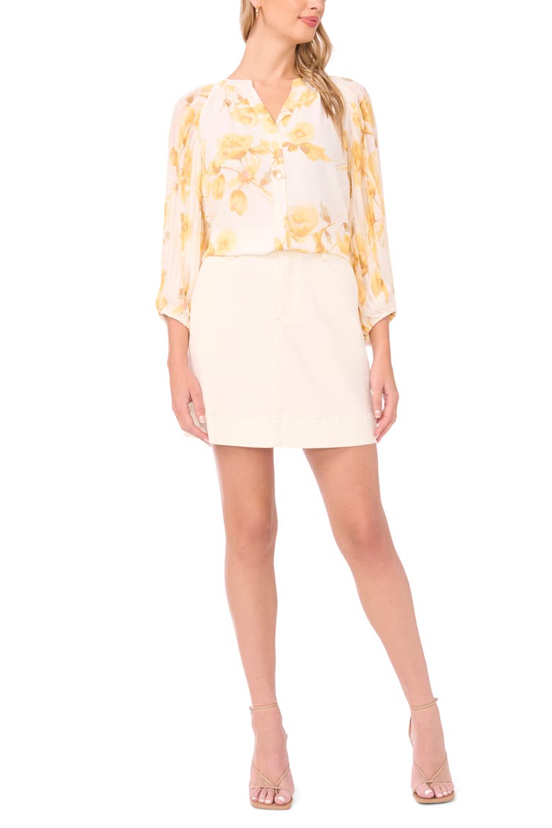 Pleated Sleeve Top, Alternate, color, NEW IVORY