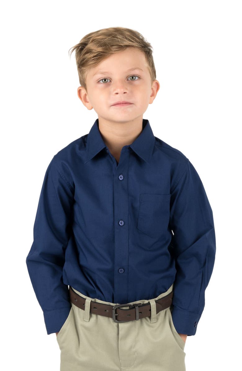 Leveret Boys Long Sleeve Dress Shirt, Alternate, color, Navy